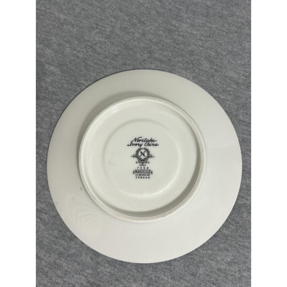 Vintage‎ Noritake Ivory China Marseille 7550 Saucers Set of 4 Floral Trim Silver - Picture 11 of 11
